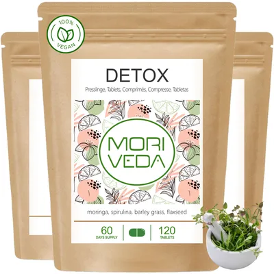 Produktbild von Moringa Detox 900mg Tabletten I Moringa, Gerstengras, Leinsamen und Spirulina I Entgiftung, Entschlacken I 360 Stk. von Moriveda