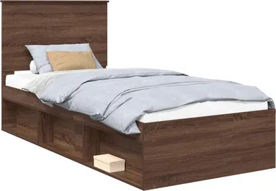 Zdjęcie produktu dla Ramka łóżka Brązowy dąb 100 x 200 cm Lite drewno sosnowe