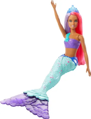 Image de Barbie Dreamtopia Poupée sirène (cheveux roses et violets), poupée à habiller