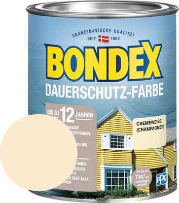Produktbild von BONDEX Holzfarbe-Dauerschutzfarbe cremeweiß champagner 750 ml