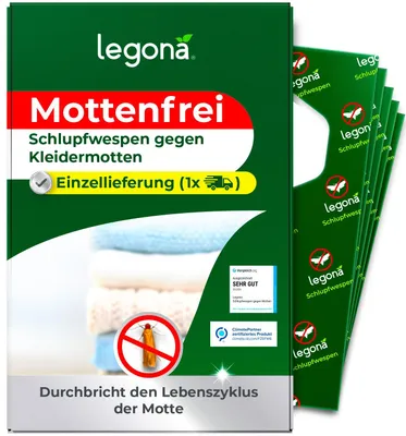 Produktbild von Legona Schlupfwespen gegen Kleidermotten - 7 Träger