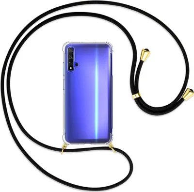 Produktbild von Handykette Backcover-Schutzhülle mit Band (Metall goldfarben) für Honor 20 / Huawei nova 5T - schwarz