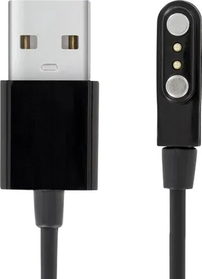 A USB charging cable with a magnetic connector for a smartwatch.