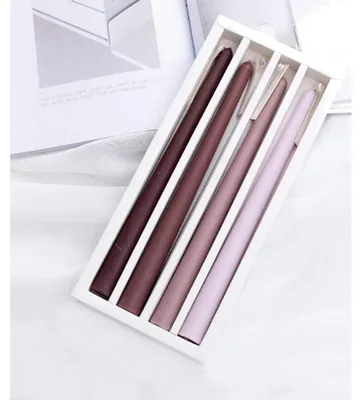 Produktbild von Duftkerzen für Abendessen, 4 Stück, Braun-Vanille-Creme, Brenndauer über 7 Stunden, Paraffin, 25 cm