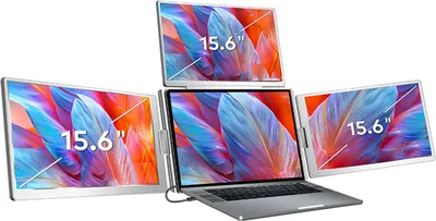 Produktbild von 15.6" Laptop Screen Extender Quad Monitors Portable 1 Kabel für 3 Bildschirme Folding für 12"-18.5" Laptops US Plug