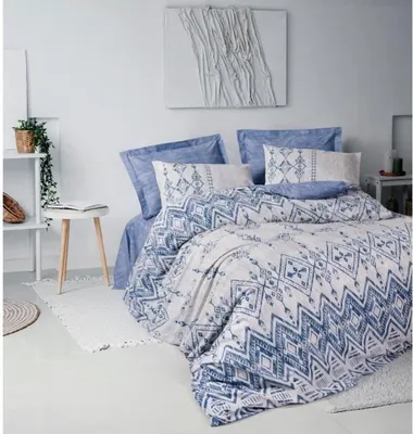 Produktbild von L'Essentiel Linge de Maison, Cleo - Blue, Blau, Ranforce King-Size-Bettbezug-Set (FR), 100 % BAUMWOLLE RANFORCE, 240 x 220 cm