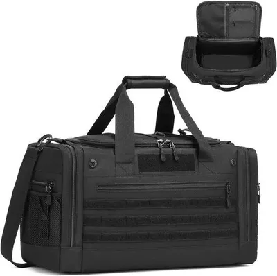 Produktbild von QuickShopping - Sporttasche für Männer 65 Liter mit 2 Trennwänden, Reisetasche, taktische Duffle Tasche für Fitness, Fitness, Wochenende, Sauna, schwarz
