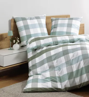 Produktbild von Janine Design Mako-Satin-Bettwäsche-Garnitur 98130 moments Farbe salbei mint Größe 155x200+80x80