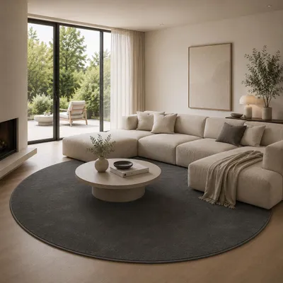 Produktbild von Luxus Super Soft Hochflor Teppich Melia Anthrazit Rund, Größe:120 cm Rund