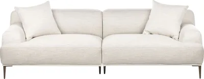 Produktbild von BELIANI 3-Sitzer Sofa Hellbeige Stoffbezug mit Kissen Armlehnen Niedrige Rückenlehne Tiefe Sitzfläche Hohe Metallbeine Modern Wohnzimmer Stoffsofa