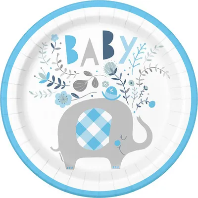 Produktbild von Baby Shower Elefant Junge 8 große Teller