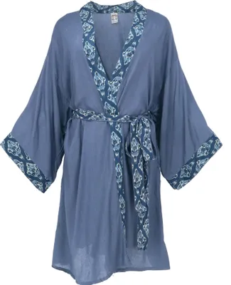Produktbild von Kurzer Kimono, Boho Kimonomantel - Blau, Damen, Viskose, Kimono
