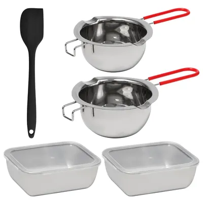 2 Wasserbäder aus Edelstahl, 480 ml + 600 ml, mit Schaber und Deckeln