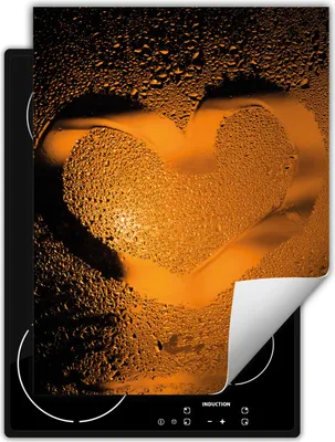 Produktbild von DarHaus Herdabdeckplatte Einteilig Küche Abdeckplatte für Glaskeramikfeld Abdeckung Induktionskochfeld Aufrollbare Matte 40x52 cm, orange - Herz - Tropfen