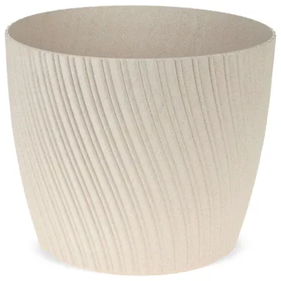 Image de Pot de fleurs moderne rainuré en blanc Ø 26 cm