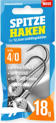 Produktbild von Lieblingsköder Spitze Haken Gr. 4/0 Jigköpfe - 2 Jighaken, Gewicht:18g