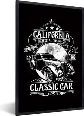 Produktbild von MuchoWow® MuchoWow® Gerahmtes Poster Mancave - Auto - Retro - Illustration 20x30 cm - Poster mit zchwarzem Bilderrahmen - Drucken - Bilder Poster im Rahmen