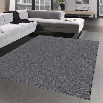 Zdjęcie produktu dla Płasko tkany dywan do wejścia i przedpokoju - jednokolorowy w kolorze antracytowym Rozmiar - 160 x 230 cm