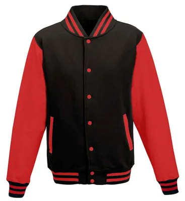 Produktbild von Awdis - Varsity-Jacke (US-College-Stil) für Herren/Damen Uni LT1881 (S) (Pechschwarz/Feuerrot)