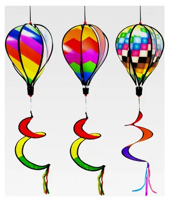 Produktbild von 3 Stück 130 cm Heißluftballon Windspinner Regenbogen Garten Windmühlen