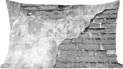 Produktbild von MuchoWow® Zierkissen Sofakissen Wohnzimmer Dekokissen 50x30 cm Wand - Backstein - Beton - Schwarz - Weiß - Wohnzimmerdekoration - Polster mit Photo