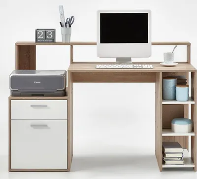 Zdjęcie produktu dla 1-drzwiowe biurko Bolton z 1 szufladą i 3 półkami - dł. 138,5 cm
