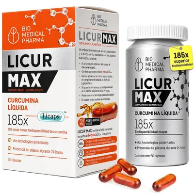 Imagen del producto de Licur Max curcumina NovaSOL sin D3, 30 cápsulas veganas