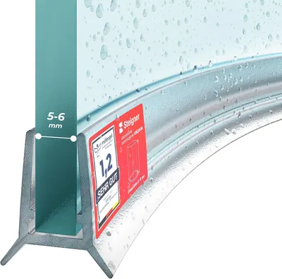 Produktbild von STEIGNER Duschtürdichtung gebogen UK24 50 cm (1 Stk.) Transparent - Duschdichtung für Runddusche oder Duschkabine Viertelkreis mit Duschtür 5-6 mm - Wasserdicht, Flexibles Material, Perfekte Passform