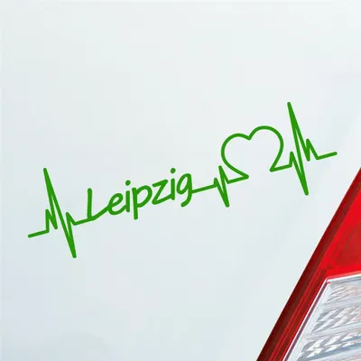 Produktbild von Auto Aufkleber Leipzig Herz Herzschlag 19x6 cm Hellgrün Sticker Heckscheibenaufkleber