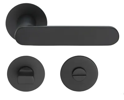 Produktbild von Georgetown Drückergarnitur MeinTürgriff Flachrosette Schwarz matt Türdrücker BB PZ WC