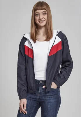 Productafbeelding van Dames windjack Urban Classics, 3-kleurig (marineblauw/wit/vuurrood) - maat XS