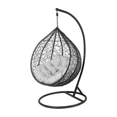 Produktbild von Hängesessel für den Garten VIRELLA XL, Schwarz / Schwarz + Grau