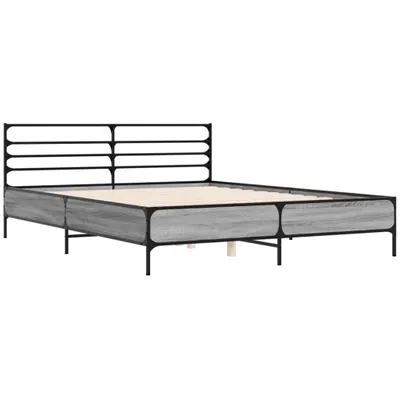 Produktbild von Bettgestell Grau Sonoma 150x200 cm Holzwerkstoff und Metall