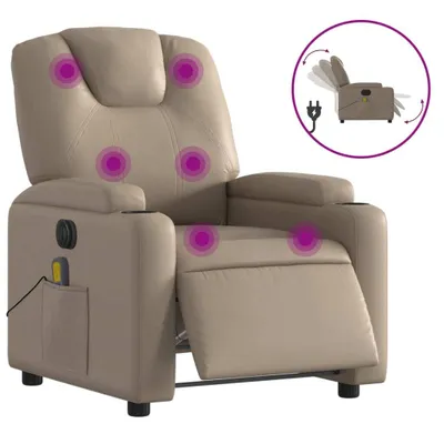 Obrázek produktu pro Elektrické masážní polohovací křeslo cappuccino umělá kůže