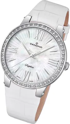 Produktbild von Candino Damen Uhr Elegance C4597/1 Quarz Leder Armband-Uhr weiß Analog UC4597/1