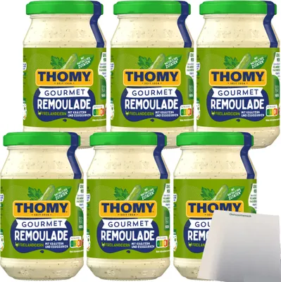 Produktbild von Thomy Gourmet Remoulade mit Kräutern und Essiggurken 6er Pack (6x250ml Glas) + usy Block