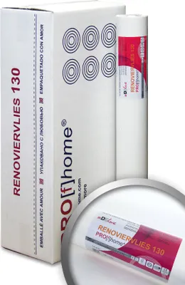 Produktbild von Profhome Renoviervlies 130 g Malervlies glattes Vlies rissüberbrückende Vliesvliestapete weiß 112,50 qm 1 Kart. 6 Rollen