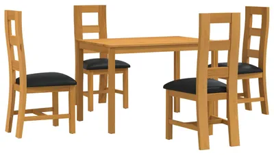 Image de vidaXL, ensemble de salle à manger, 5 pièces, bois massif chêne, couleur noire