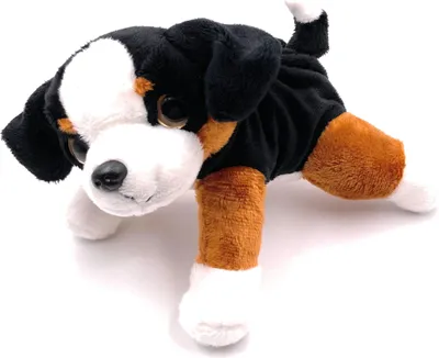 Produktbild von Onwomania Plüschtier Stofftier Kuscheltier Hund Welpe Vierbeiner Berner Sennenhund L 20 cm Schwarz