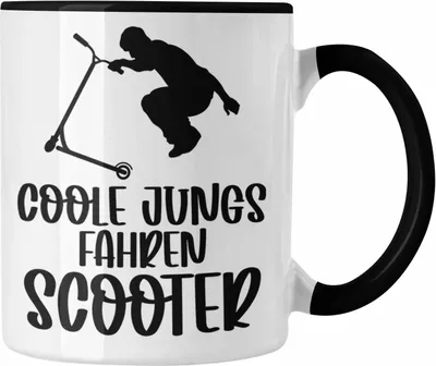 Produktbild von Trendation - Scooter Roller Fahrer Geschenk Tasse Scooterfahrer Geschenkidee Scooting Geschenkidee Jungs Profi Scooterfahrer Pro Grafik Stunts Jungen (Schwarz)