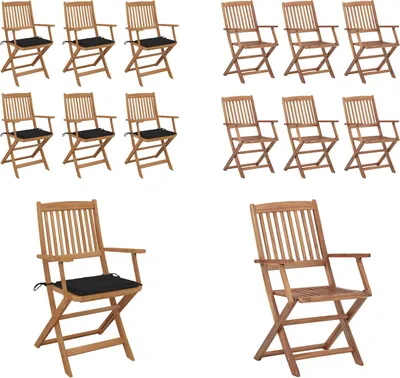 Immagine prodotto di vidaXL Sedie da giardino pieghevoli 6 pezzi con cuscino in legno massiccio di acacia - sedia da giardino - sedie da giardino - poltrona da giardino - sedia pieghevole