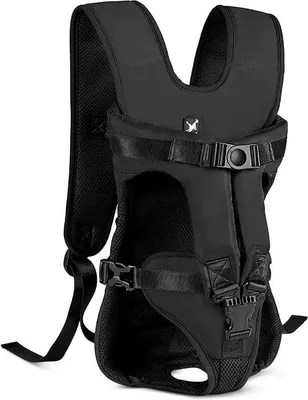 Image de Sac à dos de voyage portable noir pour chat et chien, léger et respirant