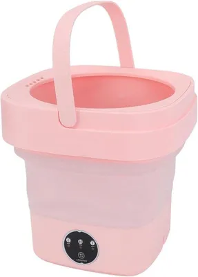 Obrázok produktu pre Miniatúrna práčka s objemom 65 litrov a odstreďovačom – vhodná na zabudovanie a kompaktná – automatická práčka na spodnú bielizeň na cestovanie – ružová