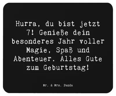 Produktbild von Mr. & Mrs. Panda Mauspad Spruch 7. Geburtstag - Schwarz - Geschenk, 7 Jahre alt, genieße dein Jahr, computer, Geburtstagsgeschenk, pc mousepad, Hurra, Geburtstagsgruß