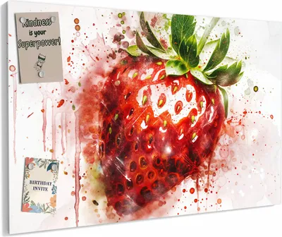 Produktbild von Magnettafel 60x40cm magnetisch & beschreibbar Metall-Board - Erdbeerkunstwerk