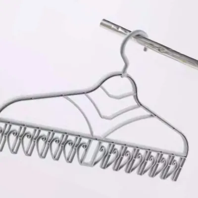 Zdjęcie produktu dla Wielofunkcyjny wieszak do suszenia ubrań Plastikowy bezszwowy wieszak na ubrania z haczykiem w kształcie litery V na biustonosz i skarpetki Szary