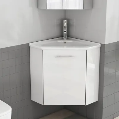 Zdjęcie produktu dla Szafka pod umywalkę do łazienki z ceramiczną umywalką o wysokim połysku i osłoną przed pryskaniem, wymiary: 39,8 x 24,8 x 40 cm, kolor: biały, wysoki połysk