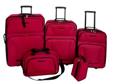 Produktbild von 5-teiliges Reiseset mit Koffern, Trolley und Handgepäck in Rot