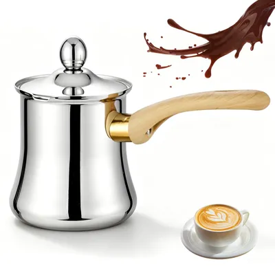 Türkische Kaffeekanne 720 ml Edelstahl mit Ausguss und Deckel