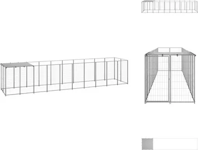 Produktbild von vidaXL Hundezwinger Silbern 6,05 m² Stahl -  Hundezwinger & -ausläufe